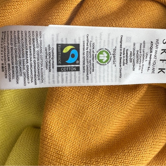 NWT SKFK Naike Multicolor Blue Cream Gold Batwing Cotton Sweater Medium Reg $109 - Picture 11 of 12